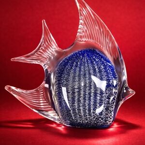 Blue and Clear Glass Fish Figurine